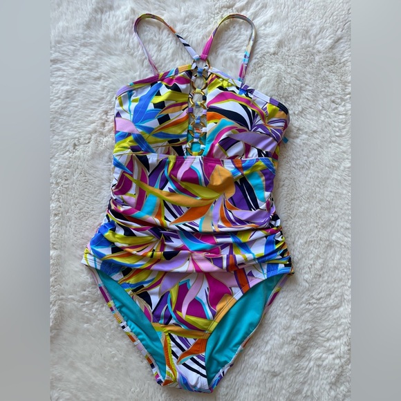 Bleu Rod Beattie White Multi One Piece Swimsuit - Picture 3 of 9